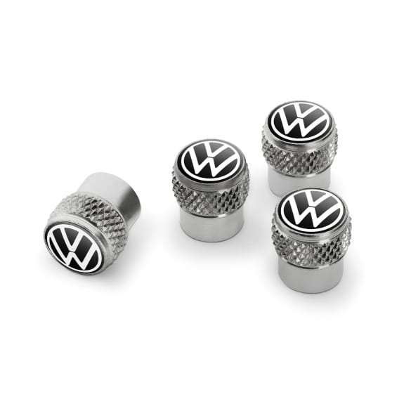 Ventilkappen VW-Logo 4-teiliger Satz silber Aluminiumventile