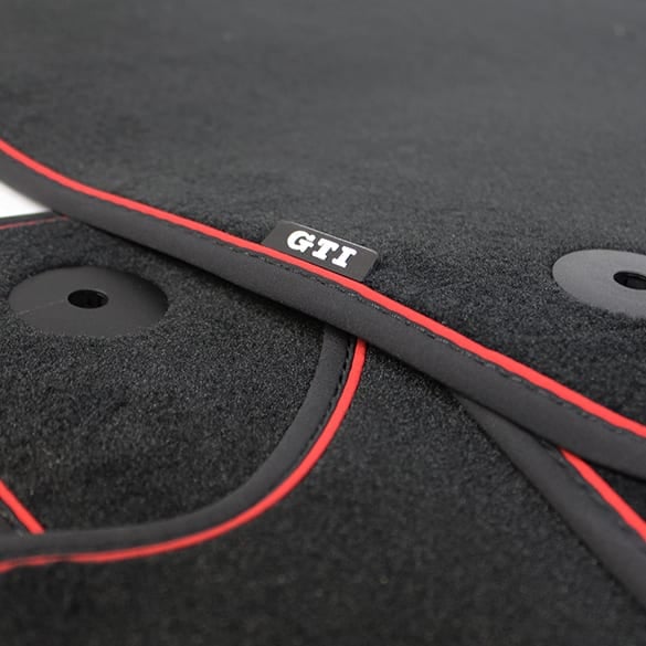 genuine VW Golf 7 VII velours floor mats GTI Design, black / red