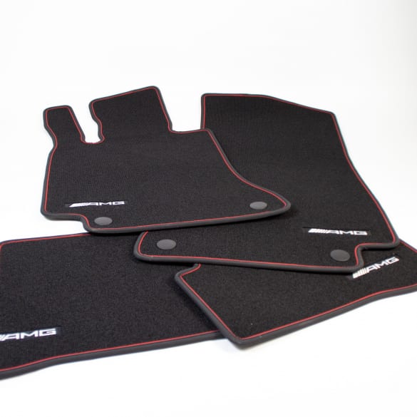 red cut AMG floor mats set C-Class C205 A205 black Genuine Mercedes ...