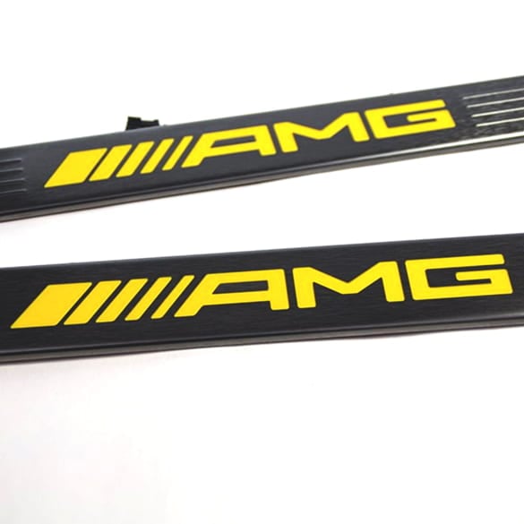 AMG door sill trims C-Class C205 Coupé dark chrome yellow illuminated Genuine Mercedes-Benz