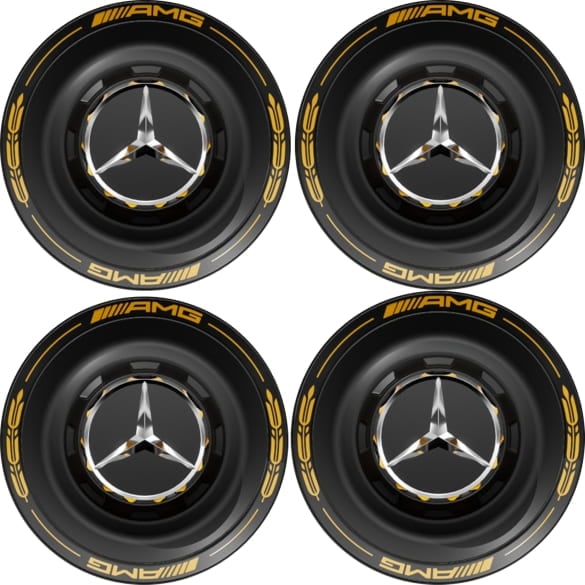 AMG Wheel hub cover Final Edition forged rims hub cap black yellow Genuine Mercedes-Benz