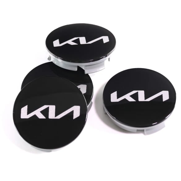 Hub cap set glossy black 49mm new logo genuine KIA