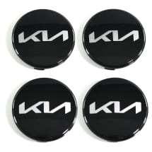 Hub cap set glossy black 50mm new logo genuine KIA | 66400ADE91BLBR-Set