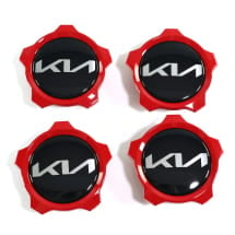 Hub cap set glossy black with red rim for GT wheels genuine KIA | 52960Q5RR0-Set