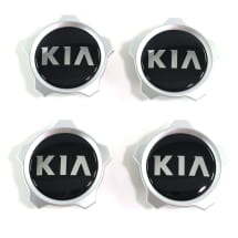 Hub cap set glossy black with silver rim old logo genuine KIA | 52960J7550-Set