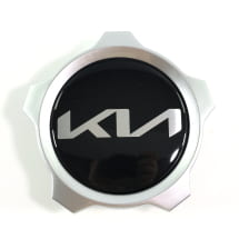 Hub cap set glossy black with silver rim new logo genuine KIA | 52960Q5SS0-Set