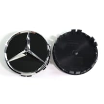 Wheel hub cap set black high sheen genuine Mercedes-Benz  | A0004002700 9040