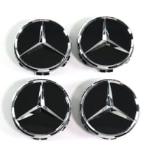 Wheel hub cap set black high sheen genuine Mercedes-Benz  | A0004002700 9040