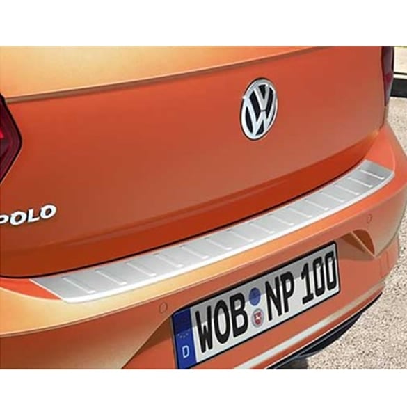 RECAMBO Ladekantenschutz, Zubehör für VW POLO V 6C, 04/2014-2017, Edelstahl  chrom poliert, mit Abkantung