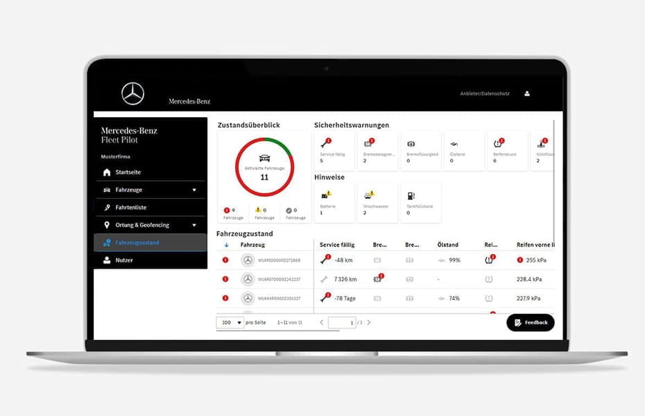 Mercedes-Benz Fleet Pilot Fahrzeugzustand